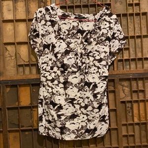 Floral patterned ruffle wrap blouse